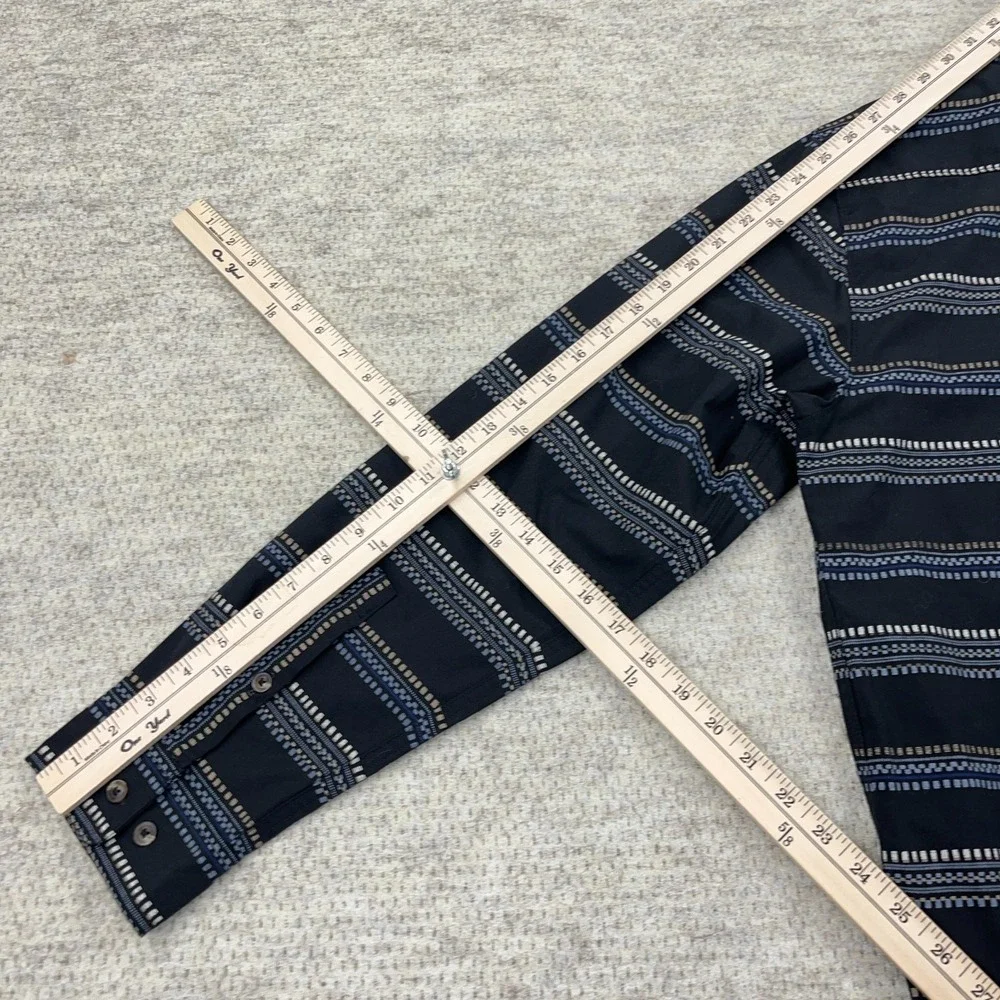 North Face Shirt Men XL‎ Black Striped Button Up Southwestern Hiking Camp Cotton